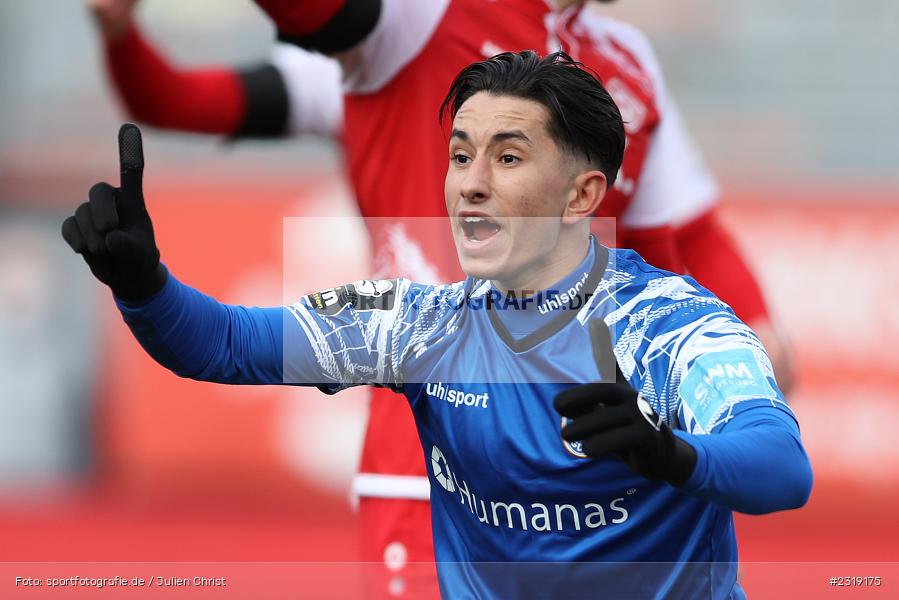Reklamiert, Jason Ceka, FLYERALARM Arena, Würzburg, 26.02.2022, DFL, sport, action, Februar 2022, Saison 2021/2022, 3. Liga, FCM, FWK, 1. FC Magdeburg, FC Würzburger Kickers - Bild-ID: 2319175