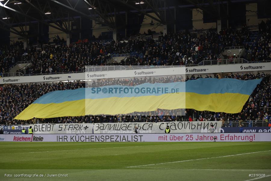 Transparent, Fans, Ukraine, Merck-Stadion, Darmstadt, 04.03.2022, DFL, sport, action, März 2022, Saison 2021/2022, 2. Bundesliga, FCH, D98, SVD, 1. FC Heidenheim 1846, SV Darmstadt 98 - Bild-ID: 2319308