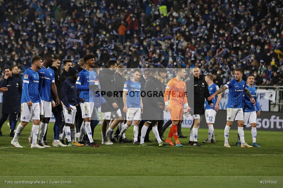 Marcel Schuhen, Thomas Isherwood, Phillip Tietz, Marvin Mehlem, Lilien, Fans, Merck-Stadion, Darmstadt, 04.03.2022, DFL, sport, action, März 2022, Saison 2021/2022, 2. Bundesliga, FCH, D98, SVD, 1. FC Heidenheim 1846, SV Darmstadt 98 - Bild-ID: 2319362
