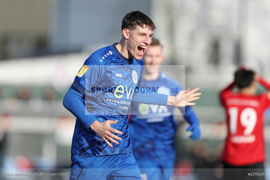 Torjubel, Lukas Fecher, Main-Echo Arena, Alzenau, 05.03.2022, HEL, sport, action, März 2022, Saison 2021/2022, Abstiegsrunde, Lotto Hessenliga, TGF, FCB, Türk Gücü Friedberg, FC Bayern Alzenau - Bild-ID: 2319635