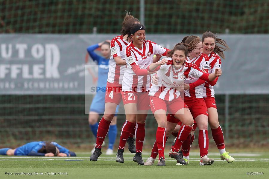 Torjubel, Laura Eisler, Jule Dickmeis, Jovana Markovic, Meike Bohn, Jeanette Harttung, Maria Ansmann, Soccergirl Sportpark, Würzburg, 06.03.2022, BFV, sport, action, März 2022, Saison 2021/2022, Frauen-RL Süd Staffel 2, Regionalliga Frauen, SVF, FWK, SV Frauenbiburg, FC Würzburger Kickers - Bild-ID: 2320060