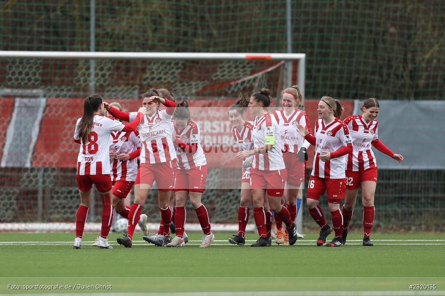 Marsia Gath, Lena Betz, Celia Kirbach, Jule Dickmeis, Meike Bohn, Franka Ziegler, Maria Ansmann, Laura Gerst, Nicole Kreußer, Torjubel, Jovana Markovic, Soccergirl Sportpark, Würzburg, 06.03.2022, BFV, sport, action, März 2022, Saison 2021/2022, Frauen-RL Süd Staffel 2, Regionalliga Frauen, SVF, FWK, SV Frauenbiburg, FC Würzburger Kickers - Bild-ID: 2320135 Marsia Gath, Lena Betz, Celia Kirbach, Jule Dickmeis, Meike Bohn, Franka Ziegler, Maria Ansmann, Laura Gerst, Nicole Kreußer, Torjubel, Jovana Markovic, Soccergirl Sportpark, Würzburg, 06.03.2022, BFV, sport, action, März 2022, Saison 2021/2022, Frauen-RL Süd Staffel 2, Regionalliga Frauen, SVF, FWK, SV Frauenbiburg, FC Würzburger Kickers - Bild-ID: 2320135