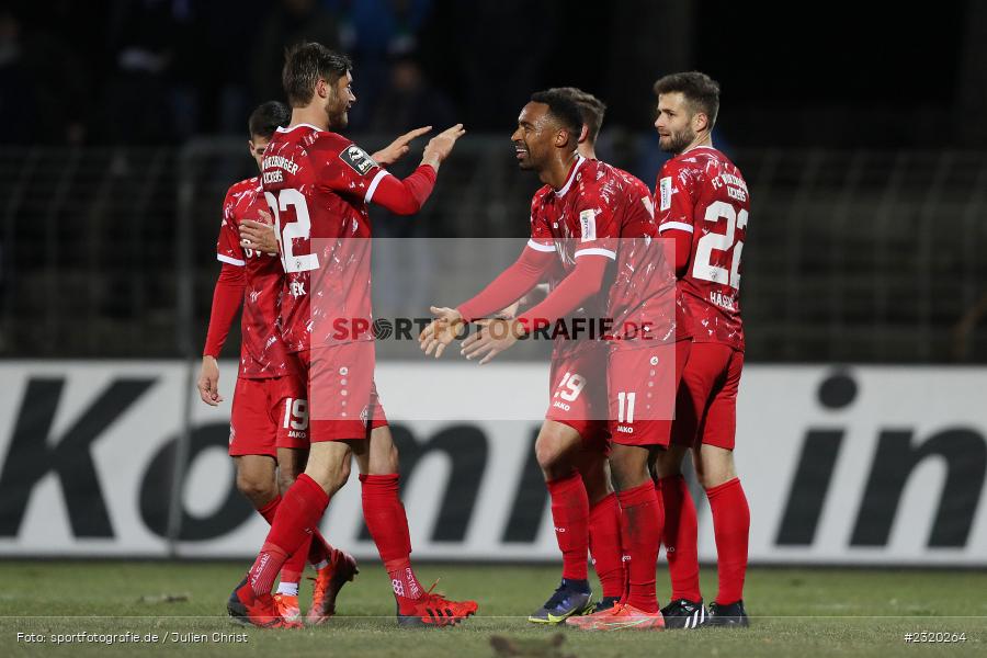 Daniel Hägele, Torjubel, Marco Hausjell, David Kopacz, Saliou Sane, Willy-Sachs-Stadion, Schweinfurt, 08.03.2022, BFV, sport, action, März 2022, Saison 2021/2022, Verbandspokal, Viertelfinale, Toto-Pokal, FWK, FC05, FC Würzburger Kickers, 1. FC Schweinfurt 05 - Bild-ID: 2320264