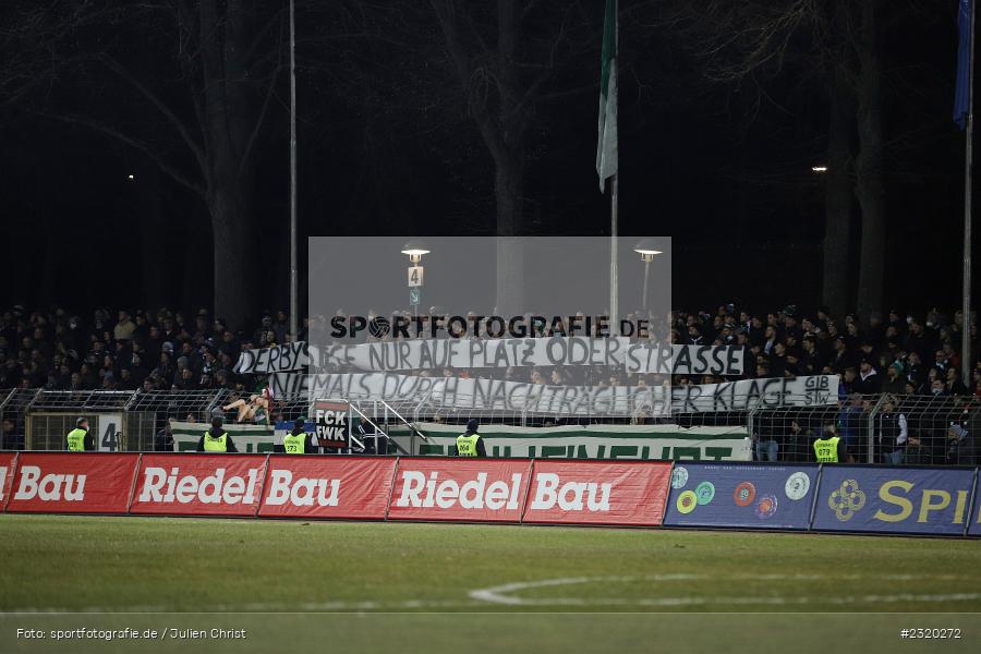 Klage, Spruchband, Willy-Sachs-Stadion, Schweinfurt, 08.03.2022, BFV, sport, action, März 2022, Saison 2021/2022, Verbandspokal, Viertelfinale, Toto-Pokal, FWK, FC05, FC Würzburger Kickers, 1. FC Schweinfurt 05 - Bild-ID: 2320272