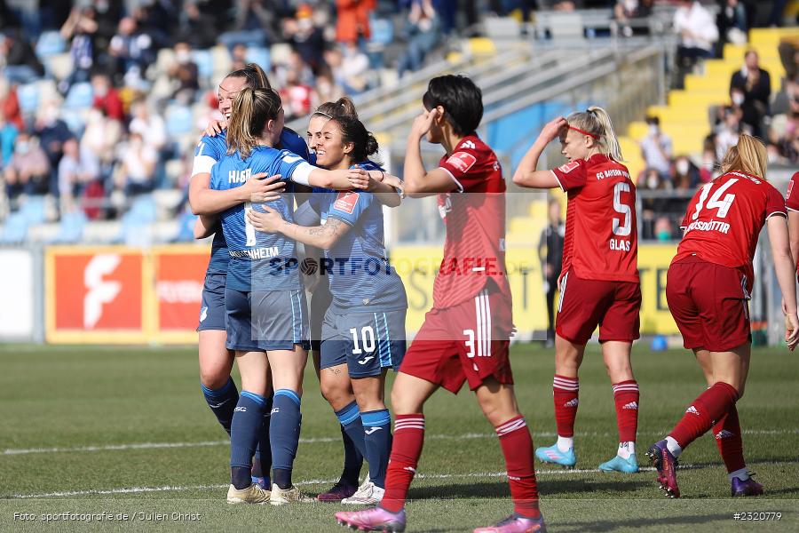 Freude, Torjubel, Chantal Hagel, Dietmar-Hopp-Stadion, Hoffenheim, 12.03.2022, DFB, sport, action, März 2022, Saison 2021/2022, FLYERALARM, Bundesliga, Frauen, FFBL, FLYERALARM Frauen-Bundesliga, FCB, TSG, FC Bayern München, TSG Hoffenheim - Bild-ID: 2320779
