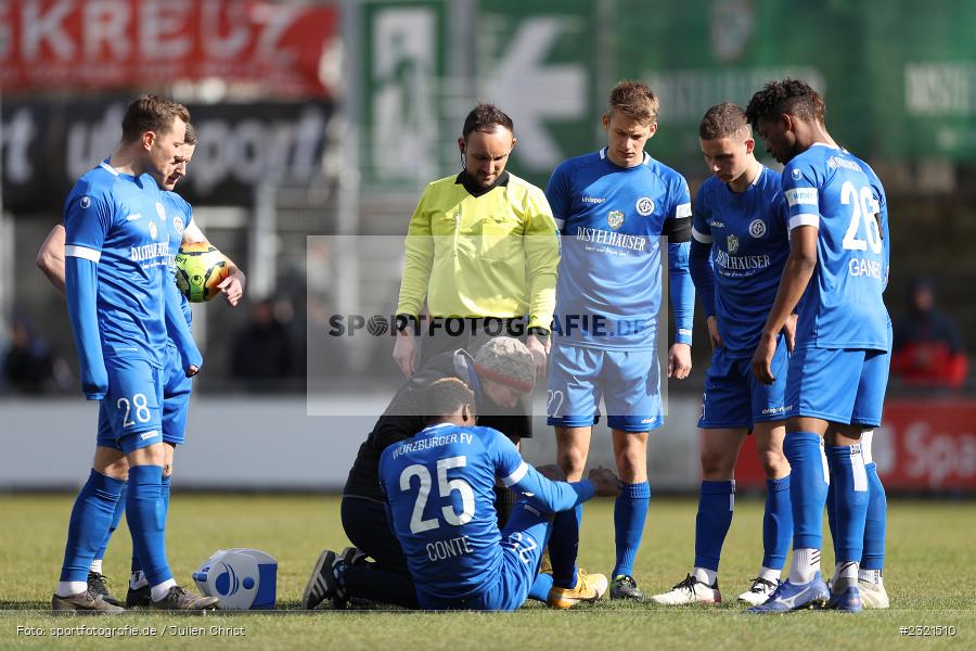 Verletzung, Mohamed Conte, Sepp-Endres-Sportanlage, Würzburg, 19.03.2022, BFV, sport, action, März 2022, Saison 2021/2022, Fussball, Bayernliga Nord, FCS, WFV, 1. FC Sand, Würzburger FV - Bild-ID: 2321510