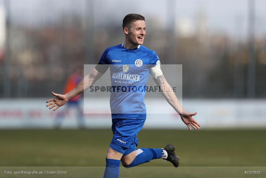 Freude, Jubel, Emotionen, Torjubel, Dennie Michel, Sepp-Endres-Sportanlage, Würzburg, 19.03.2022, BFV, sport, action, März 2022, Saison 2021/2022, Fussball, Bayernliga Nord, FCS, WFV, 1. FC Sand, Würzburger FV - Bild-ID: 2321525