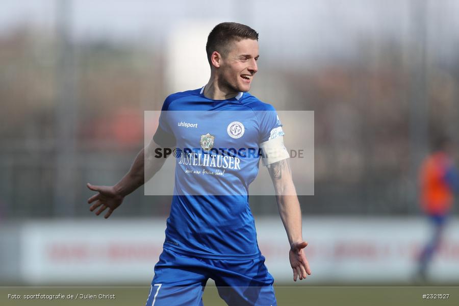 Freude, Jubel, Emotionen, Torjubel, Dennie Michel, Sepp-Endres-Sportanlage, Würzburg, 19.03.2022, BFV, sport, action, März 2022, Saison 2021/2022, Fussball, Bayernliga Nord, FCS, WFV, 1. FC Sand, Würzburger FV - Bild-ID: 2321527