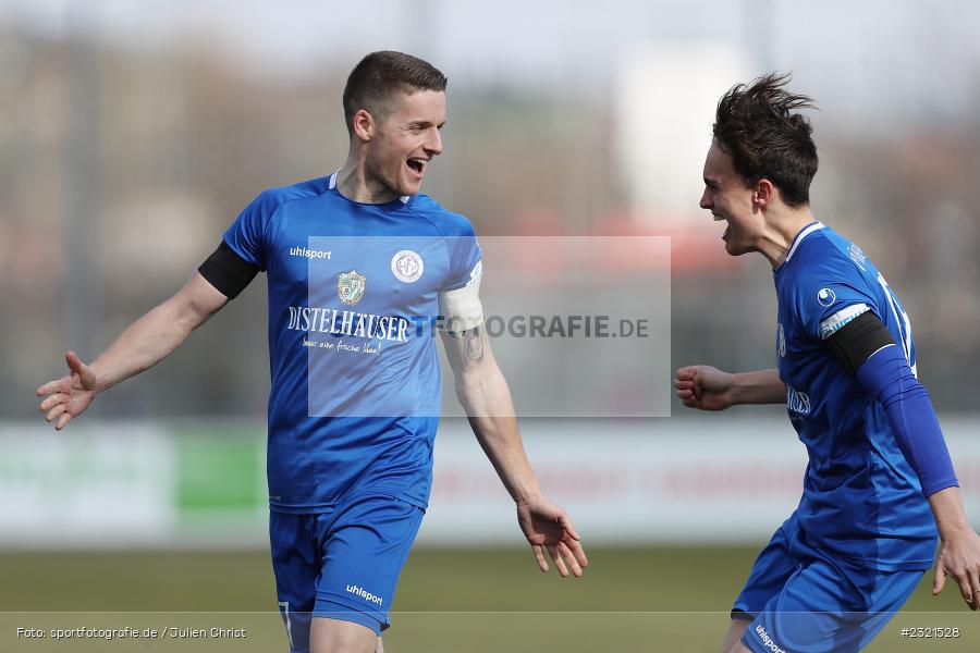 Freude, Jubel, Emotionen, Torjubel, Dennie Michel, Sepp-Endres-Sportanlage, Würzburg, 19.03.2022, BFV, sport, action, März 2022, Saison 2021/2022, Fussball, Bayernliga Nord, FCS, WFV, 1. FC Sand, Würzburger FV - Bild-ID: 2321528