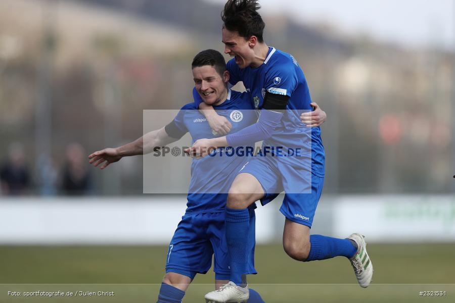 Freude, Jubel, Emotionen, Torjubel, Dennie Michel, Sepp-Endres-Sportanlage, Würzburg, 19.03.2022, BFV, sport, action, März 2022, Saison 2021/2022, Fussball, Bayernliga Nord, FCS, WFV, 1. FC Sand, Würzburger FV - Bild-ID: 2321531