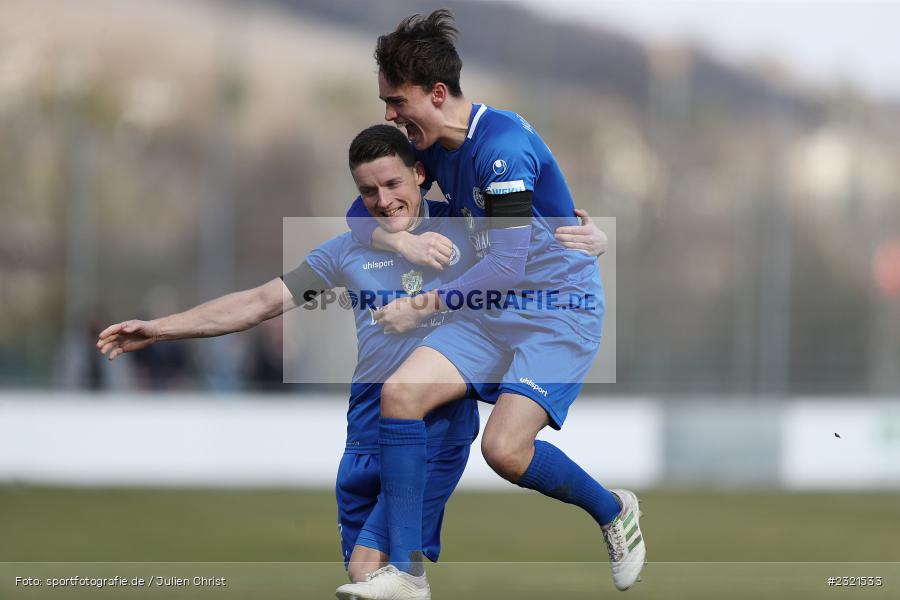 Freude, Jubel, Emotionen, Torjubel, Dennie Michel, Sepp-Endres-Sportanlage, Würzburg, 19.03.2022, BFV, sport, action, März 2022, Saison 2021/2022, Fussball, Bayernliga Nord, FCS, WFV, 1. FC Sand, Würzburger FV - Bild-ID: 2321533