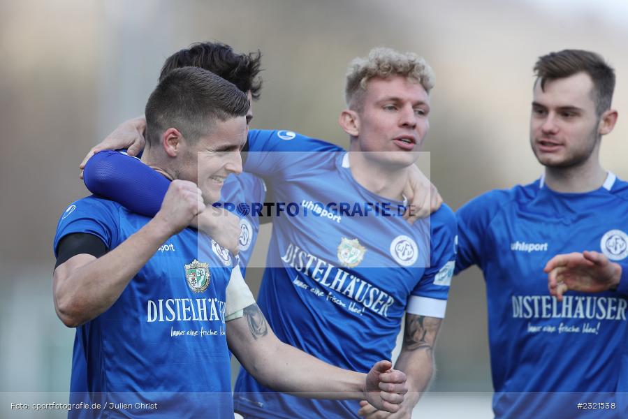 Freude, Jubel, Emotionen, Torjubel, Dennie Michel, Sepp-Endres-Sportanlage, Würzburg, 19.03.2022, BFV, sport, action, März 2022, Saison 2021/2022, Fussball, Bayernliga Nord, FCS, WFV, 1. FC Sand, Würzburger FV - Bild-ID: 2321538