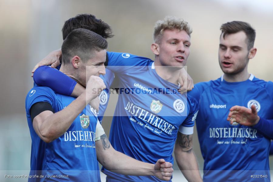 Freude, Jubel, Emotionen, Torjubel, Dennie Michel, Sepp-Endres-Sportanlage, Würzburg, 19.03.2022, BFV, sport, action, März 2022, Saison 2021/2022, Fussball, Bayernliga Nord, FCS, WFV, 1. FC Sand, Würzburger FV - Bild-ID: 2321540