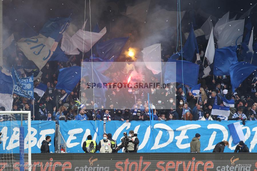 Fans, Bengalos, Choreografie, Merck-Stadion am Böllenfalltor, Darmstadt, 02.04.2022, DFL, sport, action, April 2022, Saison 2021/2022, KSV, D98, 2. Bundesliga, Fussball, Holstein Kiel, SV Darmstadt 98 - Bild-ID: 2322378