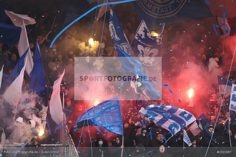Bengalo, Choreo, Fahnen, Fans, Choreografie, Merck-Stadion am Böllenfalltor, Darmstadt, 02.04.2022, DFL, sport, action, April 2022, Saison 2021/2022, KSV, D98, 2. Bundesliga, Fussball, Holstein Kiel, SV Darmstadt 98 - Bild-ID: 2322381