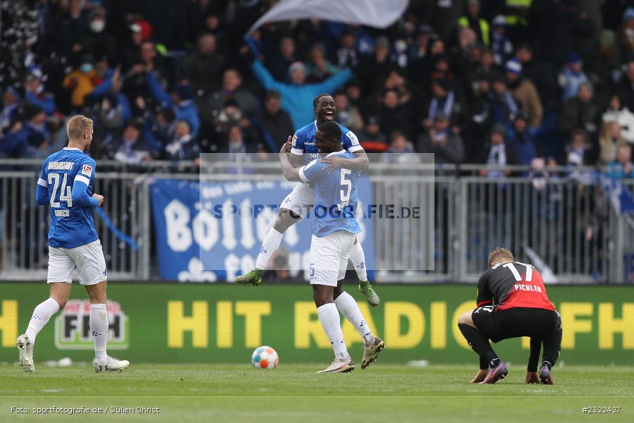 Freude, Torjubel, Braydon Manu, Merck-Stadion am Böllenfalltor, Darmstadt, 02.04.2022, DFL, sport, action, April 2022, Saison 2021/2022, KSV, D98, 2. Bundesliga, Fussball, Holstein Kiel, SV Darmstadt 98 - Bild-ID: 2322427
