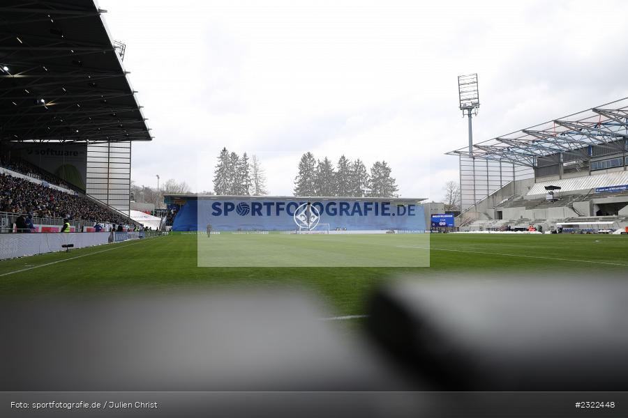 Pitch, Tribüne, Blaue Wand, Blue, Wappen, Logo, Lilie, Choreografie, Merck-Stadion am Böllenfalltor, Darmstadt, 02.04.2022, DFL, sport, action, April 2022, Saison 2021/2022, KSV, D98, 2. Bundesliga, Fussball, Holstein Kiel, SV Darmstadt 98 - Bild-ID: 2322448