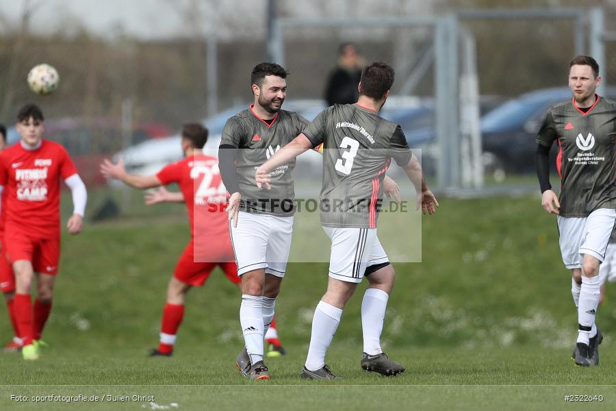 Torjubel, Aaron Brasch, Sportgelände Nägelsee, Lohr am Main, 03.04.2022, BFV, sport, action, April 2022, Saison 2021/2022, FVM, FCB, A-Klasse Würzburg, Fussball, FV Mittelsinn/Obersinn, Baris Spor Lohr/M. - Bild-ID: 2322640