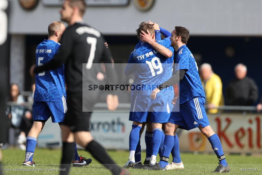 Torjubel, Alex Jesser, Sportgelände, Lohr am Main, 03.04.2022, BFV, sport, action, April 2022, Saison 2021/2022, KEI, TSV, Bezirksliga Unterfranken West, Fussball, TSV Keilberg, TSV Lohr - Bild-ID: 2322754