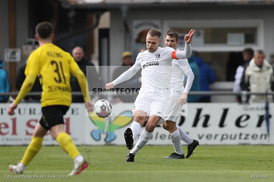 Marvin Schramm, Sportgelände in der Au, Karlburg, 09.04.2022, BFV, sport, action, April 2022, Saison 2021/2022, Bayernliga Nord, Fussball, DJK, TSV, DJK Vilzing, TSV Karlburg - Bild-ID: 2323040