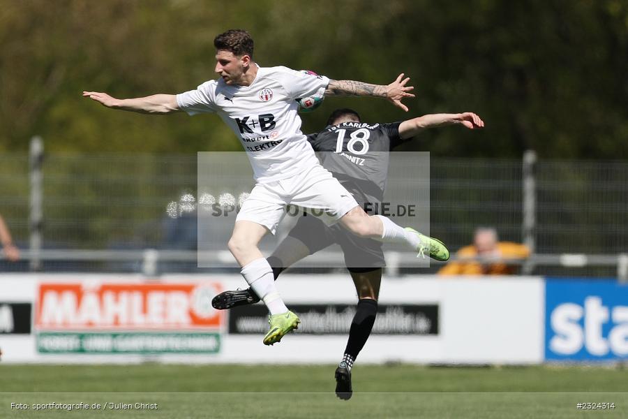 Marco Pfab, Sportgelände in der Au, Karlburg, 18.04.2022, BFV, sport, action, April 2022, Saison 2021/2022, Fussball, Amateure, Bayernliga Nord, ASV, TSV, ASV Cham, TSV Karlburg - Bild-ID: 2324314