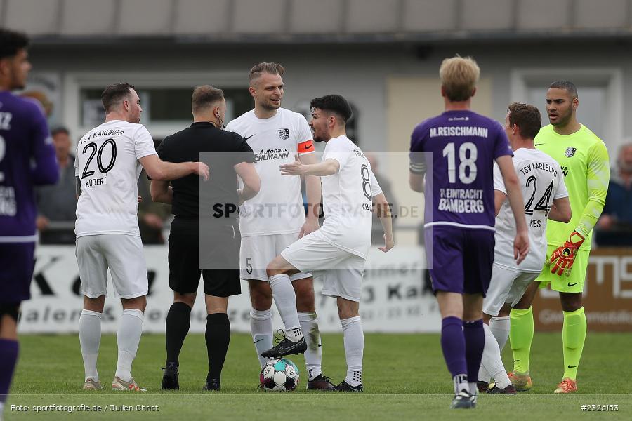 Marvin Schramm, Maurice Kübert, Sportplatz, Karlburg, 01.05.2022, BFV, sport, action, April 2022, Saison 2021/2022, Fussball, Amateure, Bayernliga Nord, FCE, TSV, FC Eintracht Bamberg, TSV Karlburg - Bild-ID: 2326153