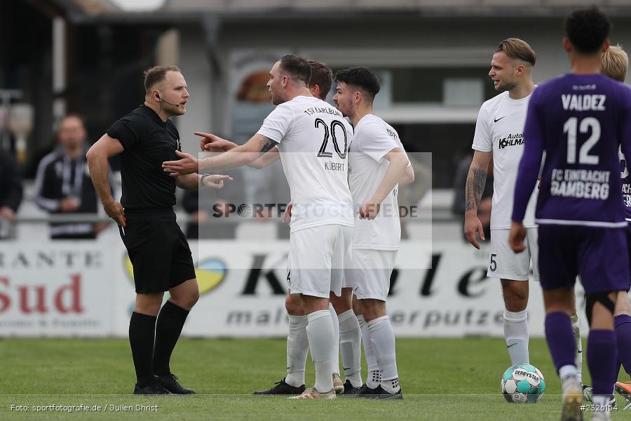 Marvin Schramm, Maurice Kübert, Sportplatz, Karlburg, 01.05.2022, BFV, sport, action, April 2022, Saison 2021/2022, Fussball, Amateure, Bayernliga Nord, FCE, TSV, FC Eintracht Bamberg, TSV Karlburg - Bild-ID: 2326154