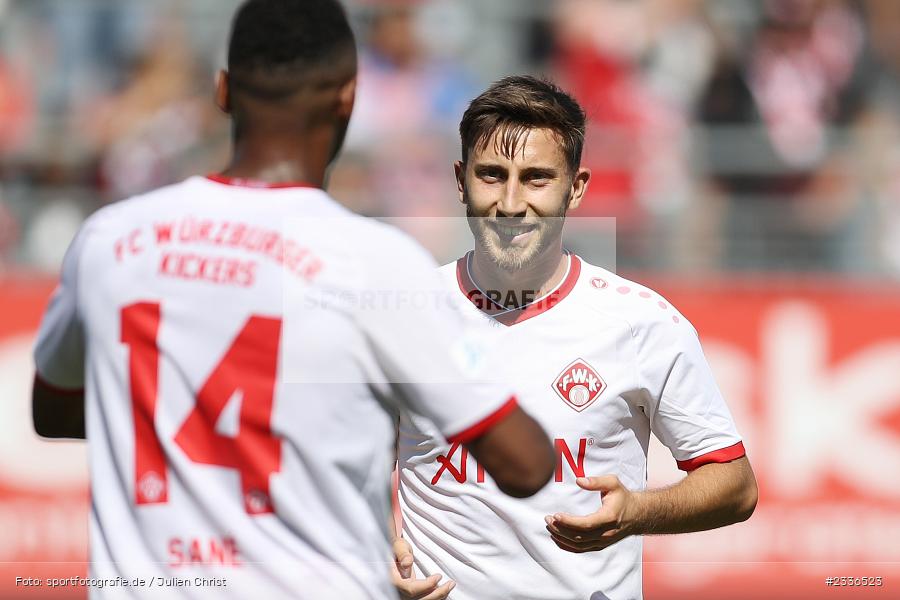 Emotionen, Torjubel, Dominik Meisel, FLYERALARM Arena, Würzburg, 06.08.2022, BFV, sport, action, Fussball, August 2022, Saison 2022/2023, RLB, Regionalliga Bayern, ANS, FWK, SpVgg Ansbach, FC Würzburger Kickers - Bild-ID: 2336523