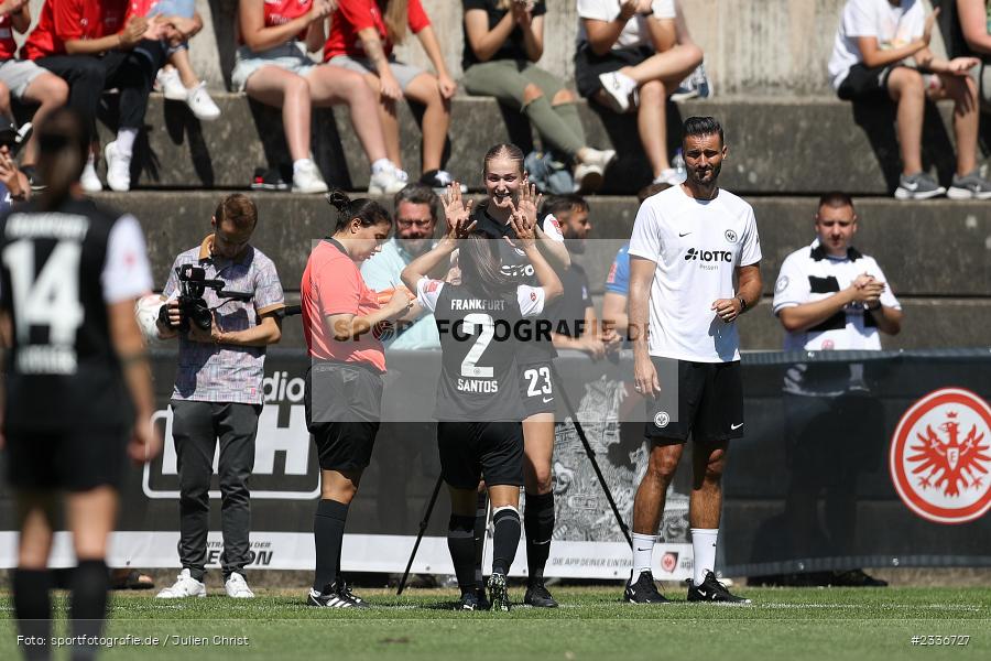 Abklatschen, Hanae Boukraa, Einwechslung, Camilla Küver, Sportgelände, Mainaschaff, 07.08.2022, DFB, sport, action, Fussball, August 2022, Saison 2022/2023, Am Eller, Freundschaftsspiele, Frauen, Eintracht in der Region, TSG, SGE, TSG Hoffenheim, Eintracht Frankfurt - Bild-ID: 2336727 Abklatschen, Hanae Boukraa, Einwechslung, Camilla Küver, Sportgelände, Mainaschaff, 07.08.2022, DFB, sport, action, Fussball, August 2022, Saison 2022/2023, Am Eller, Freundschaftsspiele, Frauen, Eintracht in der Region, TSG, SGE, TSG Hoffenheim, Eintracht Frankfurt - Bild-ID: 2336727