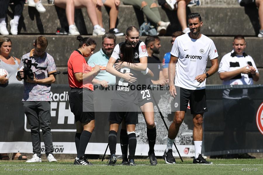 Abklatschen, Hanae Boukraa, Einwechslung, Camilla Küver, Sportgelände, Mainaschaff, 07.08.2022, DFB, sport, action, Fussball, August 2022, Saison 2022/2023, Am Eller, Freundschaftsspiele, Frauen, Eintracht in der Region, TSG, SGE, TSG Hoffenheim, Eintracht Frankfurt - Bild-ID: 2336728 Abklatschen, Hanae Boukraa, Einwechslung, Camilla Küver, Sportgelände, Mainaschaff, 07.08.2022, DFB, sport, action, Fussball, August 2022, Saison 2022/2023, Am Eller, Freundschaftsspiele, Frauen, Eintracht in der Region, TSG, SGE, TSG Hoffenheim, Eintracht Frankfurt - Bild-ID: 2336728
