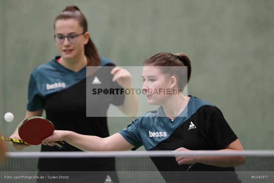 Anna-Luisa Herrmann, Sophia Deichert, Vereinsheim, Wombach, 08.10.2022, sport, action, 3. Bundesliga Süd, Tischtennis, Oktober 2022, Saison 2022/2023, TTC 1946 Weinheim II, RV Viktoria Wombach - Bild-ID: 2342577