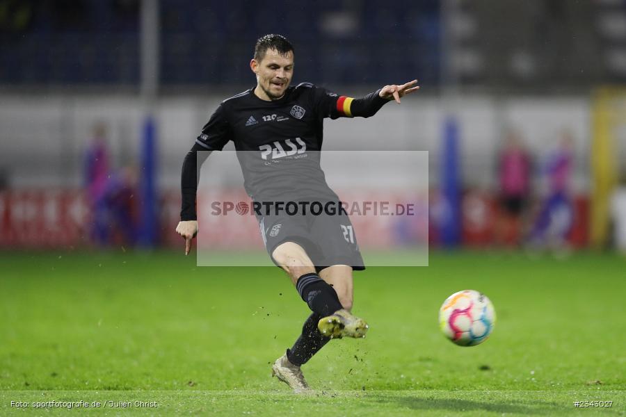 Daniel Cheron, Stadion am Schönbusch, Aschaffenburg, 14.10.2022, sport, action, BFV, Fussball, Oktober 2022, Saison 2022/2023, 17. Spieltag, 4. Liga, RLB, Regionalliga Bayern, UHA, SVA, SpVgg Unterhaching, SV Viktoria Aschaffenburg - Bild-ID: 2343027