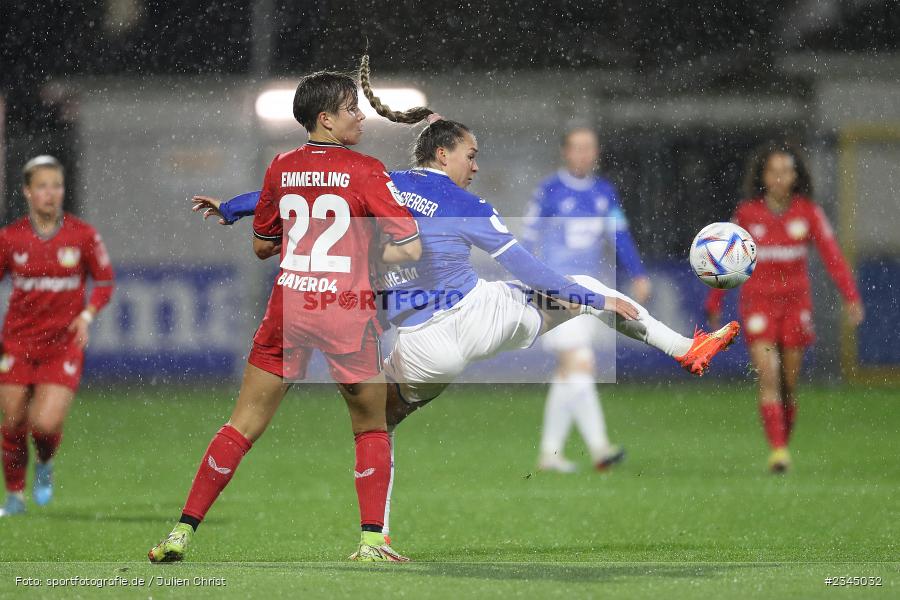 Julia Hickelsberger-Füller, Dietmar-Hopp-Stadion, Hoffenheim, 04.11.2022, sport, action, DFB, Fussball, November 2022, Saison 2022/2023, 7. Spieltag, FLYERALARM Frauen-Bundesliga, B04, TSG, Bayer 04 Leverkusen, TSG Hoffenheim - Bild-ID: 2345032