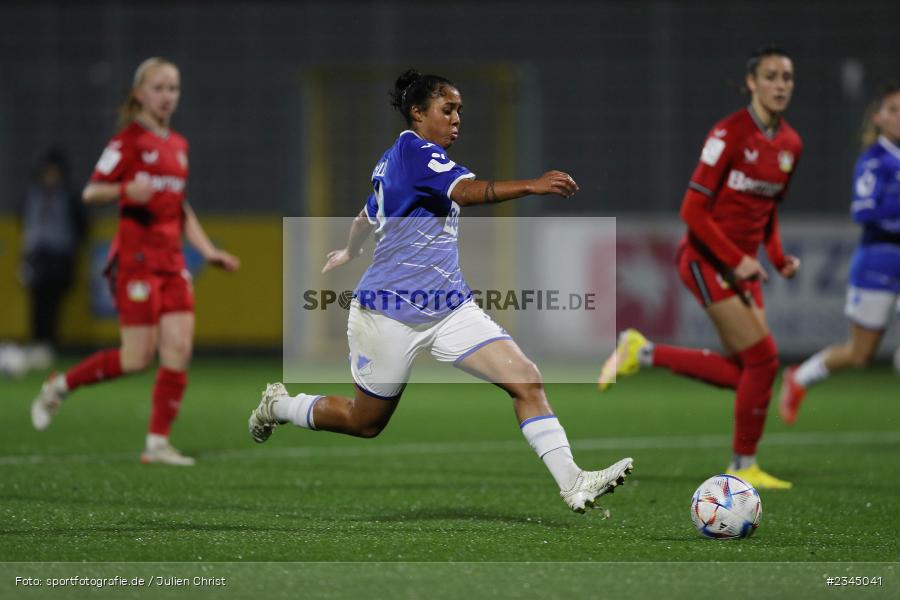 Gia Corley, Dietmar-Hopp-Stadion, Hoffenheim, 04.11.2022, sport, action, DFB, Fussball, November 2022, Saison 2022/2023, 7. Spieltag, FLYERALARM Frauen-Bundesliga, B04, TSG, Bayer 04 Leverkusen, TSG Hoffenheim - Bild-ID: 2345041