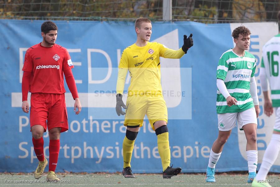 Leon Walch, FLYERALARM Arena, Würzburg, 27.11.2022, sport, action, Fussball, BFV, November 2022, Saison 2022/2023, U19 Bayernliga, 15. Spieltag, SGF, FWK, SpVgg Greuther Fürth, FC Würzburger Kickers - Bild-ID: 2347446