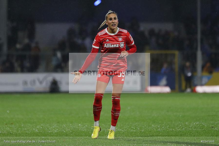 Jana Kappes, Dietmar-Hopp-Stadion, Hoffenheim, 02.12.2022, sport, action, Fussball, DFB, Dezember 2022, Saison 2022/2023, 9. Spieltag, FFBL, FLYERALARM Frauen-Bundesliga, FCB, TSG, FC Bayern München, TSG Hoffenheim - Bild-ID: 2347663