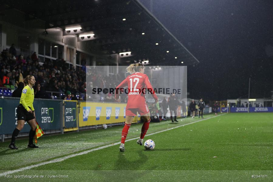 Sydney Lohmann, Dietmar-Hopp-Stadion, Hoffenheim, 02.12.2022, sport, action, Fussball, DFB, Dezember 2022, Saison 2022/2023, 9. Spieltag, FFBL, FLYERALARM Frauen-Bundesliga, FCB, TSG, FC Bayern München, TSG Hoffenheim - Bild-ID: 2347671