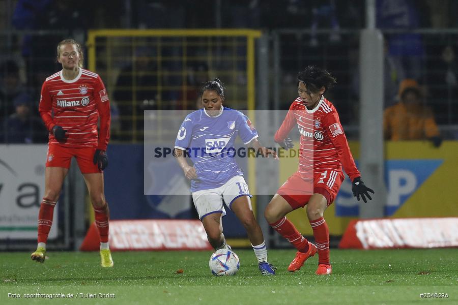 Gia Corley, Dietmar-Hopp-Stadion, Hoffenheim, 02.12.2022, sport, action, Fussball, DFB, Dezember 2022, Saison 2022/2023, 9. Spieltag, FFBL, FLYERALARM Frauen-Bundesliga, FCB, TSG, FC Bayern München, TSG Hoffenheim - Bild-ID: 2348296 Gia Corley, Dietmar-Hopp-Stadion, Hoffenheim, 02.12.2022, sport, action, Fussball, DFB, Dezember 2022, Saison 2022/2023, 9. Spieltag, FFBL, FLYERALARM Frauen-Bundesliga, FCB, TSG, FC Bayern München, TSG Hoffenheim - Bild-ID: 2348296