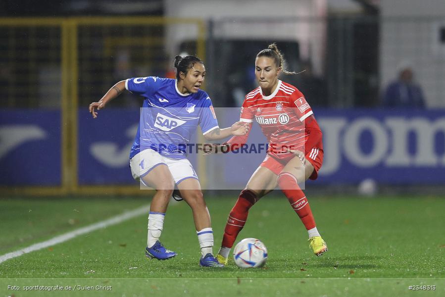 Gia Corley, Dietmar-Hopp-Stadion, Hoffenheim, 02.12.2022, sport, action, Fussball, DFB, Dezember 2022, Saison 2022/2023, 9. Spieltag, FFBL, FLYERALARM Frauen-Bundesliga, FCB, TSG, FC Bayern München, TSG Hoffenheim - Bild-ID: 2348313