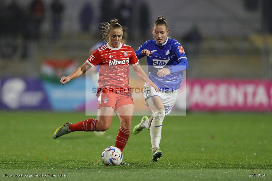 Georgia Stanway, Dietmar-Hopp-Stadion, Hoffenheim, 02.12.2022, sport, action, Fussball, DFB, Dezember 2022, Saison 2022/2023, 9. Spieltag, FFBL, FLYERALARM Frauen-Bundesliga, FCB, TSG, FC Bayern München, TSG Hoffenheim - Bild-ID: 2348320