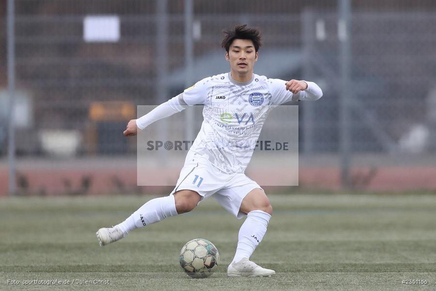 Kwonsu Lee, Städtisches Stadion am Prischoß, Alzenau, 11.02.2023, sport, action, Fussball, HFV, Landesfreundschaftsspiele, Hessenliga, FCG, FCB, FC Gießen, FC Bayern Alzenau - Bild-ID: 2351166