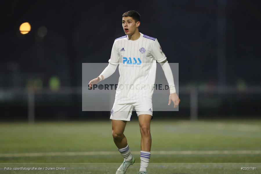 Younes Dahmani, Sportgelände Am Schönbusch, Aschaffenburg, 16.02.2023, sport, action, Fussball, BFV, Freundschaftsspiel, Bezirksliga Unterfranken West, Regionalliga Bayern, TuS 1893 Aschaffenburg-Leider, SV Viktoria Aschaffenburg - Bild-ID: 2351781
