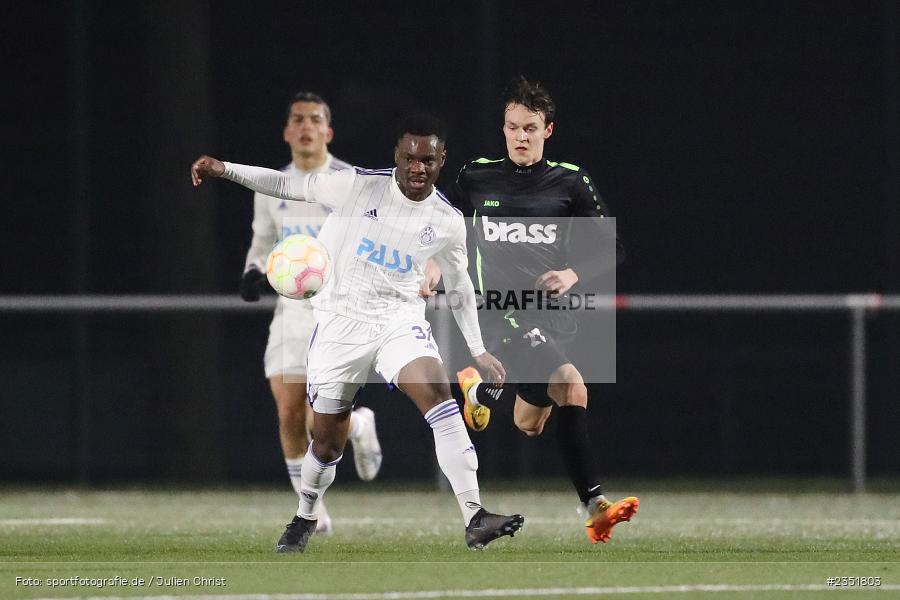 Benedict Mbuku, Sportgelände Am Schönbusch, Aschaffenburg, 16.02.2023, sport, action, Fussball, BFV, Freundschaftsspiel, Bezirksliga Unterfranken West, Regionalliga Bayern, TuS 1893 Aschaffenburg-Leider, SV Viktoria Aschaffenburg - Bild-ID: 2351803 Benedict Mbuku, Sportgelände Am Schönbusch, Aschaffenburg, 16.02.2023, sport, action, Fussball, BFV, Freundschaftsspiel, Bezirksliga Unterfranken West, Regionalliga Bayern, TuS 1893 Aschaffenburg-Leider, SV Viktoria Aschaffenburg - Bild-ID: 2351803
