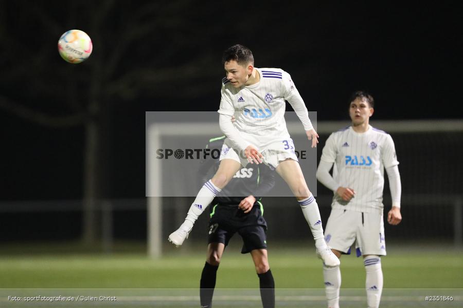 Ben Stapf, Sportgelände Am Schönbusch, Aschaffenburg, 16.02.2023, sport, action, Fussball, BFV, Freundschaftsspiel, Bezirksliga Unterfranken West, Regionalliga Bayern, TuS 1893 Aschaffenburg-Leider, SV Viktoria Aschaffenburg - Bild-ID: 2351846 Ben Stapf, Sportgelände Am Schönbusch, Aschaffenburg, 16.02.2023, sport, action, Fussball, BFV, Freundschaftsspiel, Bezirksliga Unterfranken West, Regionalliga Bayern, TuS 1893 Aschaffenburg-Leider, SV Viktoria Aschaffenburg - Bild-ID: 2351846