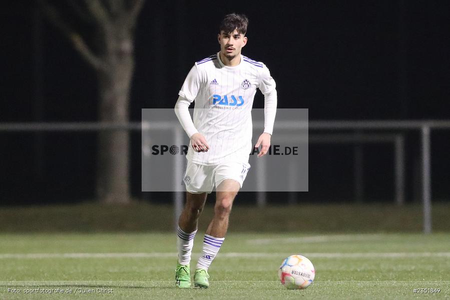 Arda Nadaroglu, Sportgelände Am Schönbusch, Aschaffenburg, 16.02.2023, sport, action, Fussball, BFV, Freundschaftsspiel, Bezirksliga Unterfranken West, Regionalliga Bayern, TuS 1893 Aschaffenburg-Leider, SV Viktoria Aschaffenburg - Bild-ID: 2351849