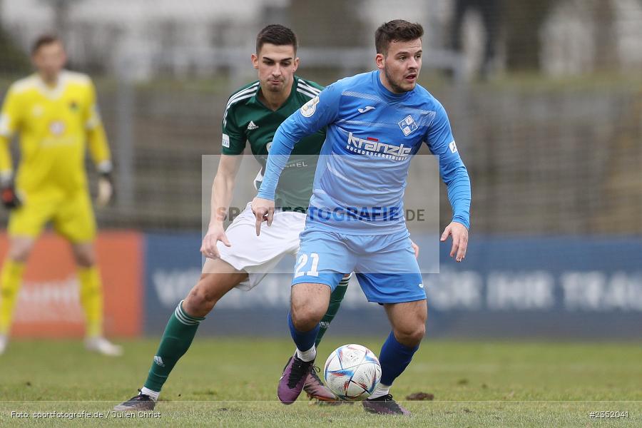 Yannick Glessing, Willy-Sachs-Stadion, Schweinfurt, 18.02.2023, sport, action, Fussball, BFV, 24. Spieltag, Regionalliga Bayern, FVI, FC05, FV Illertissen, 1. FC Schweinfurt - Bild-ID: 2352041