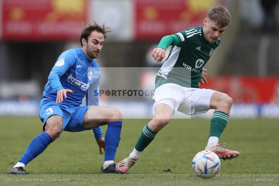 Julius Landeck, Willy-Sachs-Stadion, Schweinfurt, 18.02.2023, sport, action, Fussball, BFV, 24. Spieltag, Regionalliga Bayern, FVI, FC05, FV Illertissen, 1. FC Schweinfurt - Bild-ID: 2352145