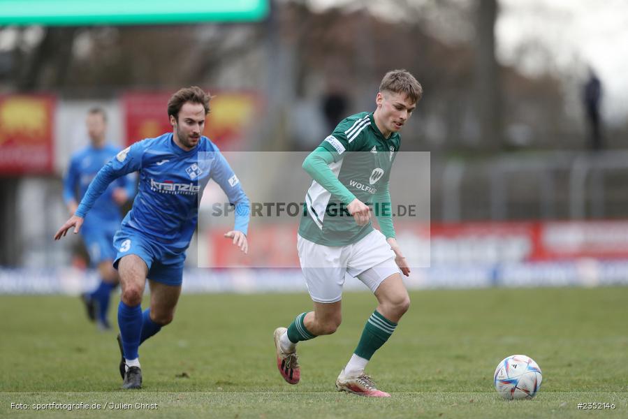 Julius Landeck, Willy-Sachs-Stadion, Schweinfurt, 18.02.2023, sport, action, Fussball, BFV, 24. Spieltag, Regionalliga Bayern, FVI, FC05, FV Illertissen, 1. FC Schweinfurt - Bild-ID: 2352146