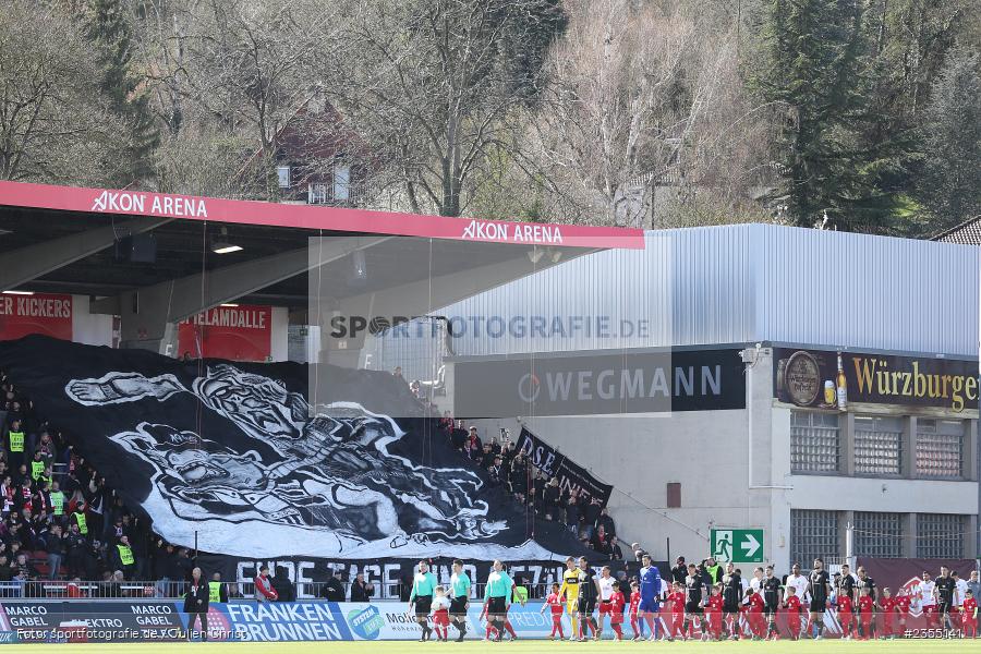 Banner, Spruchband, Choreografie, Fans, AKON Arena, Würzburg, 25.03.2023, sport, action, Fussball, BFV, 29. Spieltag, Derby, Regionalliga Bayern, FWK, FC05, 1. FC Schweinfurt, FC Würzburger Kickers - Bild-ID: 2355141