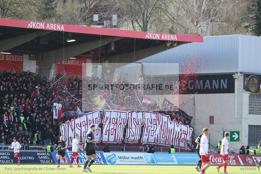 Banner, Choreografie, AKON Arena, Würzburg, 25.03.2023, sport, action, Fussball, BFV, 29. Spieltag, Derby, Regionalliga Bayern, FWK, FC05, 1. FC Schweinfurt, FC Würzburger Kickers - Bild-ID: 2355159